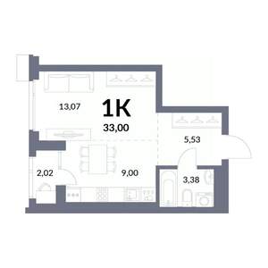 1-к квартира, вторичка, 32м2, 21/30 этаж