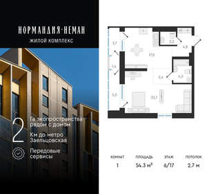 1-к квартира, вторичка, 54м2, 6/18 этаж