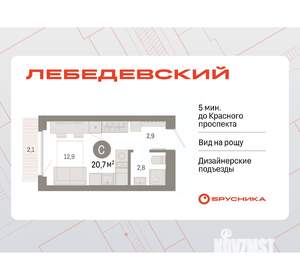 Студия квартира, вторичка, 21м2, 4/9 этаж