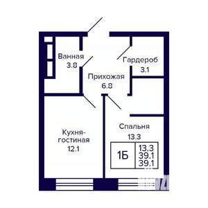 1-к квартира, вторичка, 39м2, 20/23 этаж