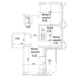 1-к квартира, вторичка, 47м2, 17/21 этаж