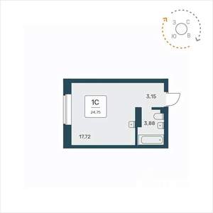 Студия квартира, вторичка, 25м2, 9/9 этаж
