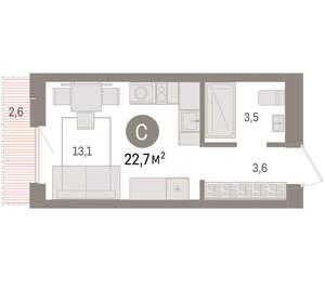 Студия квартира, вторичка, 23м2, 5/15 этаж
