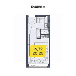 Студия квартира, вторичка, 20м2, 12/29 этаж