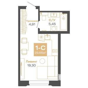 Студия квартира, вторичка, 30м2, 20/24 этаж