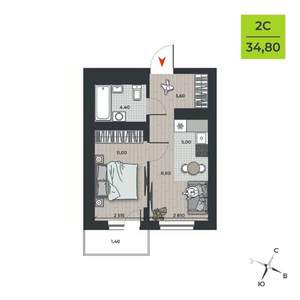 2-к квартира, вторичка, 36м2, 11/21 этаж