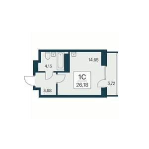 Студия квартира, вторичка, 26м2, 13/23 этаж
