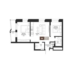 2-к квартира, вторичка, 69м2, 8/23 этаж