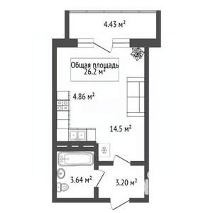 Студия квартира, вторичка, 26м2, 10/10 этаж