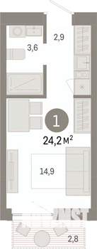 Студия квартира, вторичка, 24м2, 4/8 этаж