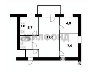 2-к квартира, вторичка, 42м2, 3/5 этаж