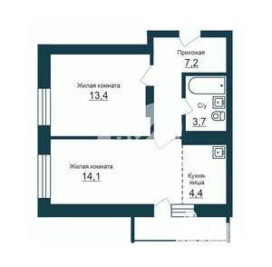2-к квартира, вторичка, 44м2, 8/19 этаж