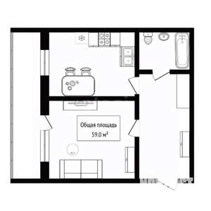 2-к квартира, вторичка, 59м2, 9/10 этаж