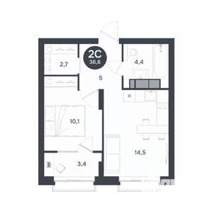 1-к квартира, вторичка, 37м2, 3/17 этаж