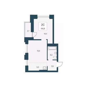 2-к квартира, вторичка, 45м2, 13/22 этаж