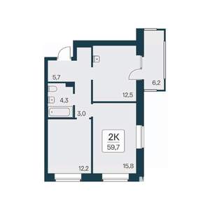 2-к квартира, вторичка, 60м2, 7/11 этаж