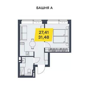 1-к квартира, вторичка, 31м2, 12/29 этаж