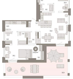 2-к квартира, вторичка, 176м2, 10/11 этаж