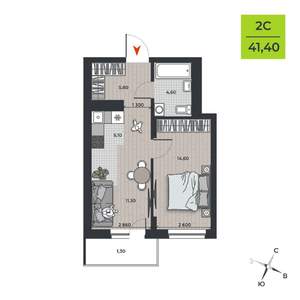 2-к квартира, вторичка, 43м2, 2/21 этаж