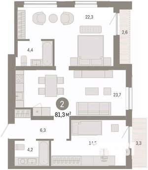 2-к квартира, вторичка, 81м2, 11/15 этаж
