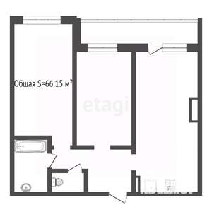 2-к квартира, вторичка, 66м2, 2/25 этаж