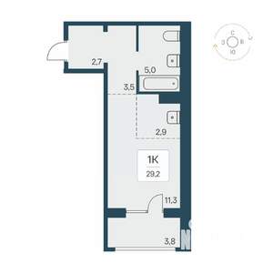 1-к квартира, вторичка, 29м2, 16/17 этаж