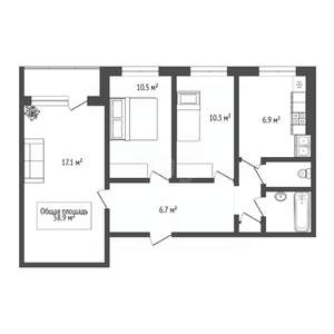 3-к квартира, вторичка, 59м2, 3/9 этаж