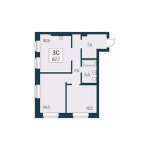 3-к квартира, вторичка, 63м2, 25/30 этаж