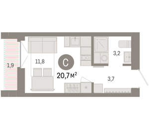 Студия квартира, вторичка, 21м2, 5/23 этаж