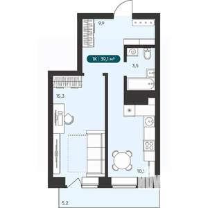 1-к квартира, вторичка, 39м2, 16/25 этаж