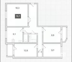 4-к квартира, вторичка, 78м2, 1/10 этаж