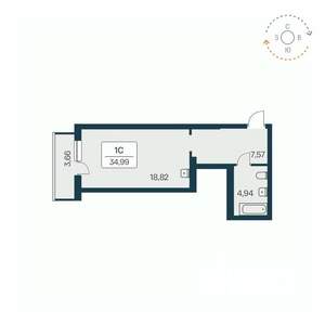 Студия квартира, вторичка, 34м2, 20/27 этаж
