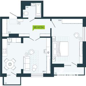 2-к квартира, вторичка, 67м2, 12/17 этаж