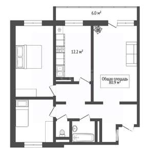 3-к квартира, вторичка, 81м2, 7/10 этаж