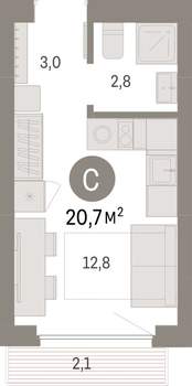 Студия квартира, вторичка, 21м2, 5/12 этаж
