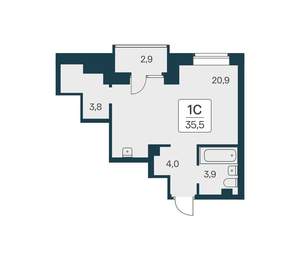 Студия квартира, вторичка, 36м2, 3/21 этаж