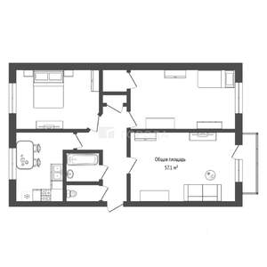 3-к квартира, вторичка, 57м2, 2/5 этаж