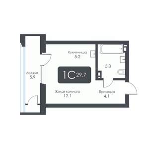 Студия квартира, строящийся дом, 30м2, 5/30 этаж