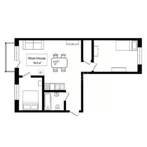 2-к квартира, вторичка, 45м2, 3/5 этаж