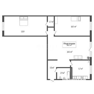 3-к квартира, вторичка, 58м2, 2/5 этаж