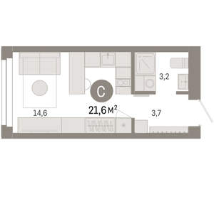 Студия квартира, вторичка, 22м2, 2/23 этаж