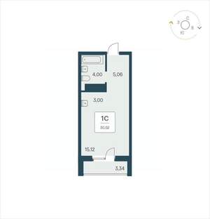 Студия квартира, вторичка, 31м2, 22/25 этаж