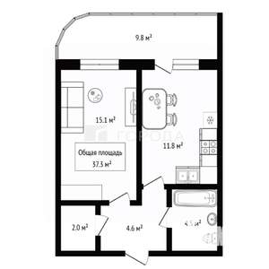 1-к квартира, вторичка, 47м2, 9/21 этаж