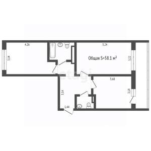 2-к квартира, вторичка, 58м2, 12/17 этаж