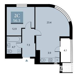 2-к квартира, вторичка, 54м2, 22/24 этаж