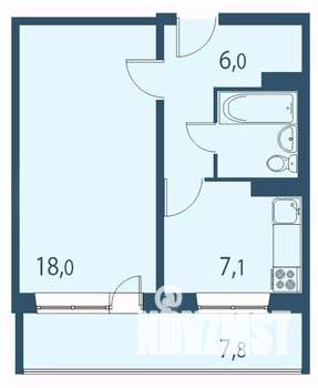 1-к квартира, вторичка, 39м2, 1/17 этаж