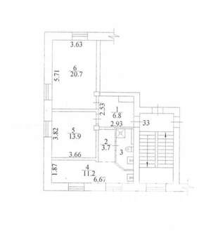 2-к квартира, вторичка, 61м2, 3/4 этаж