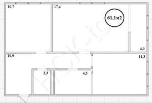 3-к квартира, вторичка, 61м2, 2/8 этаж