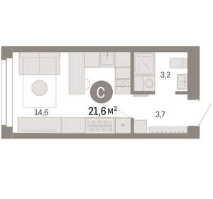 Студия квартира, вторичка, 22м2, 1/23 этаж