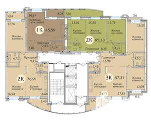 2-к квартира, сданный дом, 66м2, 22/23 этаж